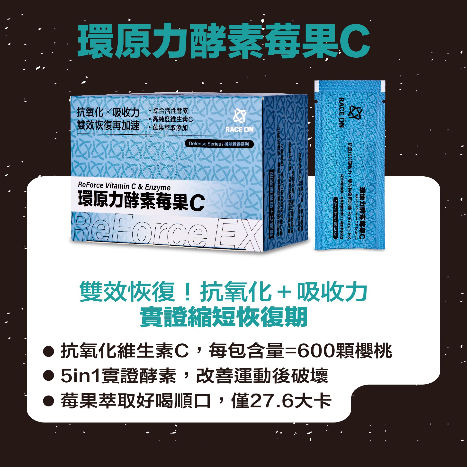 《環原力酵素苺果C》
雙效加速恢復，實證縮短恢復期！