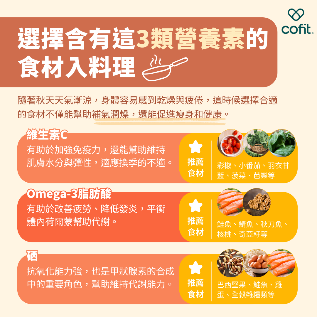 隨著秋天天氣漸涼，身體容易感到乾燥與疲倦，這時候選擇合適的食材不僅能幫助補氣潤燥，還能促進瘦身和健康。