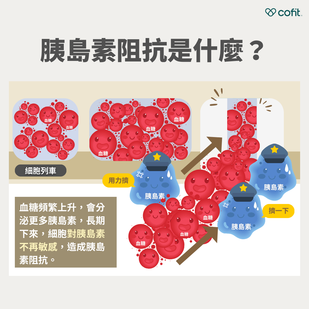 當血糖頻繁上升，身體會分泌更多胰島素，長期下來，細胞對胰島素不再敏感，就會造成「胰島素阻抗」。