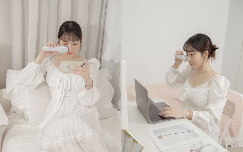 美之選美眼儀在滑手機時、打電腦時都可以方便使用的情境圖